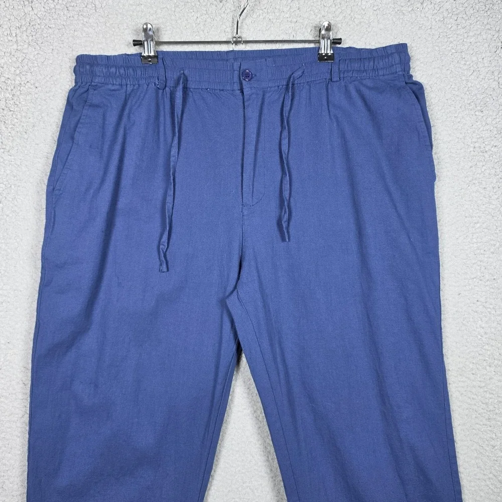 Sailwind Pants Mens Size 38 Royal Blue Linen Blend Stretch Waist Chino Slim Fit